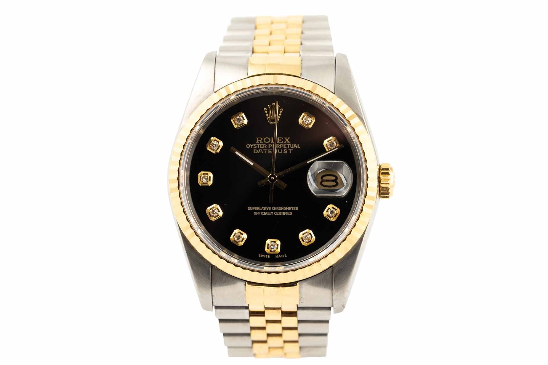 Two tone diamond on sale rolex