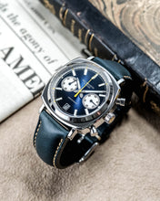 Chronograph 42 blue sunburst blue leather - Wilson Watches