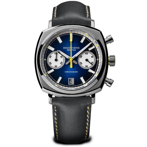 Chronograph 42 blue sunburst grey leather - Wilson Watches