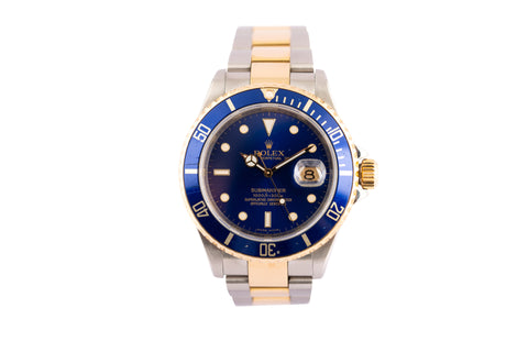 Rolex Submariner Date M serial Submariner Date 2-Tone Pre Ceramic Blue Bezel Blue Dial 16613 - Wilson Watches 