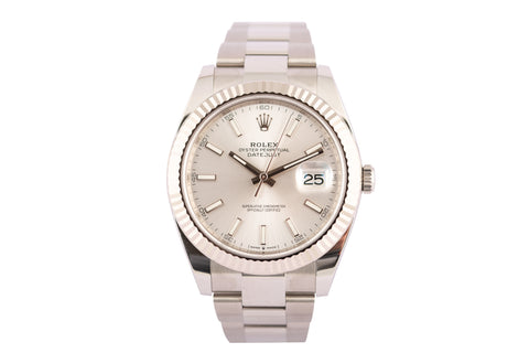 Rolex Datejust 41mm 126334 Silver Index Dial Fluted Bezel Oyster Bracelet - Wilson Watches 