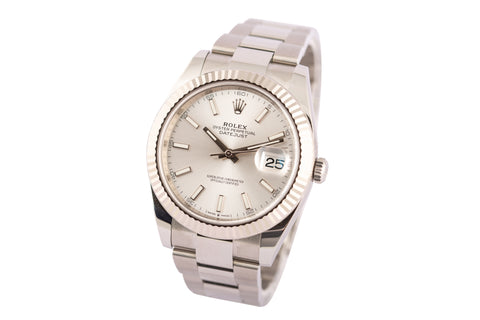 Rolex Datejust 41mm 126334 Silver Index Dial Fluted Bezel Oyster Bracelet - Wilson Watches 