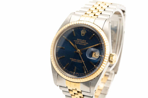 ROLEX DATEJUST 16013 TWO-TONE BLUE DIAL - Wilson Watches