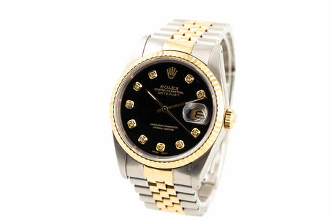 Rolex Datejust 36MM – STEEL & GOLD – BLACK DIAMOND DIAL – 16233 - Wilson Watches