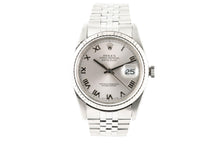 Rolex Datejust 36 Stainless Steel White & Gold Bezel Silver Roman Dial Watch 16234